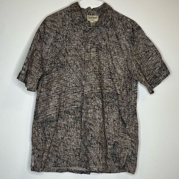 Cooke Street Gray and White Graphic Men's XL Hawaiian Luau Shirt - Picture 4 of 5
